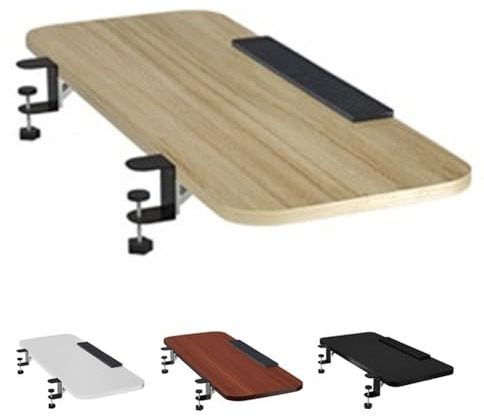 RTVGNSZSJL Wooden Desk Extender 26x10 32x10 Ergonomics Desk Extender Tray For Office，Punch-Free Clamp On Foldable Computer Keyboard Tray(Light walnut,80 * 24cm/32 * 10)