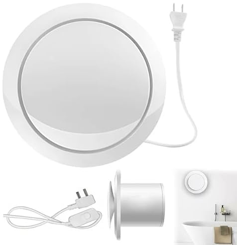 VEGOATY 150mm Badlüfter aus ABS: Leiser Abluftventilator mit Rückschlagventil und 1.8 m Netzkabel mit Schalter nach Europäischem Standard, 100m³/h Starker Rohrventilator für Bad Küche, WC, Garage