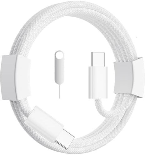 60W 1M Cavo USB C per CarPlay, per iPhone 18 Pro Max 17 16 15, Nylon Bianco | con Spintore SIM Card, Ricarica Rapida, Trasmissione Dati, per Android Auto, per Samsung S26 S25 S24 S23 A56 A17, per Google