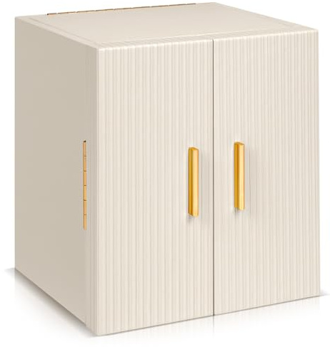 Dajasan Groß Schmuckaufbewahrung, Schmuckkästchen Damen, 4 Ebenen Schmuckkasten, Schmuckschrank mit Spiegel für Ringe, Halsketten, Ohrringe, Uhren, Armbänder (Beige)