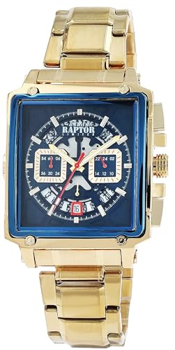 Raptor Damen Armbanduhr Analog in Gold, Gesamtlänge 23.5 cm, Edelstahlarmband – 3 ATM