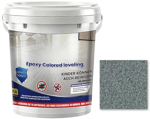 Epoxy Sand Floor Paint - Quick Drying Coating, Self Leveling Resin, High Gloss Finish Protection, Concrete Building Restoration, Indoor Hardware Accessory, Beige Colored Stone Texture Quart Can