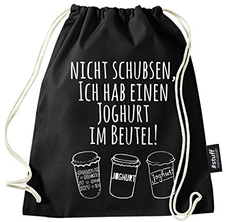 Hashtagstuff® Turnbeutel mit Sprüchen Designs auswählbar Kordel Schwarz Spruch Rucksack Jutebeutel Sportbeutel Gymbag Beutel Hipster Joghurt
