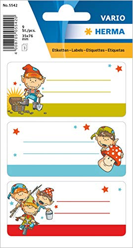 HERMA 5542 Buchetiketten Funny Friends selbstklebende Heftetiketten mit Motiven für die Schule für Kinder, Mädchen und Jungen, 9 Schuletiketten