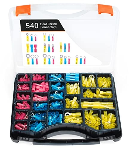 Wirefy Connettori Termoretraibili - Kit Capicorda Elettrici Isolati - Terminali Crimpare Auto Compatibile con Nautica - 540 PZ