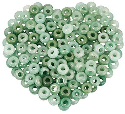mookaitedecor Crystal Large Hole Stones Beads for Jewellery Making | 20pcs Green Aventurine Loose Beads, Handmade Crystal Stone Beads, Macrame DIY Projects Rondelle, 14m