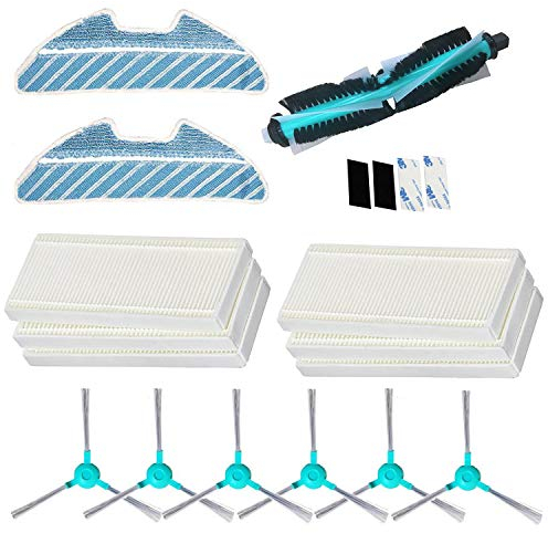 REYEE Pack de 19 Kit de Accesorios de Repuesto para Cecotec Conga Excellence 1290 Conga 1390 Robot Aspiradora, 6 Filtros + 6 Cepillos Laterales + 2 fregona + 1 Cepillo Principal + 4 Paster