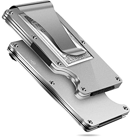 MUCO Kartenetui für Männer mit Geldklammer, Kreditkartenhüllen aus Aluminium für die Luftfahrt, Mini-geldbörse für 10-12 Karten. RFID-Schutz Kratzfest Rostfrei Geschenkverpackung