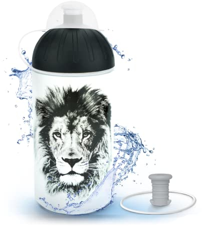 FreeWater Trinkflasche 500 ml, Löwe, transparent: schadstofffrei, spülmaschinengeeignet, auslaufsicher, langlebig
