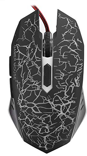 Goshyda Kabelgebundene Gaming-Maus, 800-2000 DPI einstellbar 6 Tasten Bunte Lichter USB-Kopf Plus magnetische Ringmaus für PC-Spieler(schwarz)