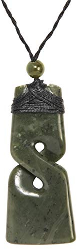 81stgeneration Anhânger Halskette Maori Verdrehte Pikorua Handgeschnitzte Nephrit-Jade für Herren