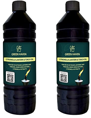 CUQOO 1L Scented Citronella Oil for Garden Burners - 2 Pack Insect-Repelling Torch & Lantern Oil Outdoor Use, Garden Citronella for Tiki Torches, Burners & Lamps, Patios, BBQs, Camping