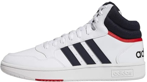 adidas Herren Hoops 3.0 Mid Lifestyle Basketball Classic Vintage Shoes Schuhe, Cloud White/Legend Ink/Vivid Red, 43 1/3 EU