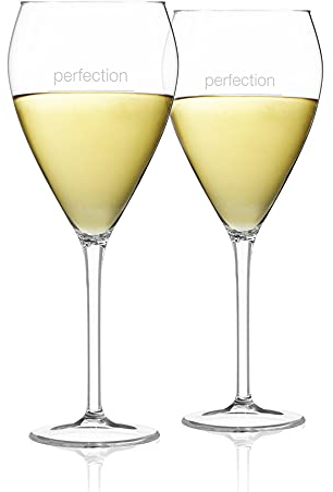 Portion Control Wine Glass, Set of 2, Elegant Hand Blown Italian Style Lead-Free Premium Crystal Glass 10oz, with 5oz 100 Calorie Measurement Etched Line for Red, White, Rose or Sparkling Wine