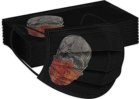 50 Stück 𝙤𝙥 𝙢𝙖𝙨𝙠𝙚𝙣 Erwachsene Mundschutz Bunt Einmal 3-lagig mit Totenkopf Motiv Atmungsaktiv MNS Tücher Mund und Nasenschutz Multifunktionstuch Mund-Tuch Halstuch für Unisex, Einheitsgröße
