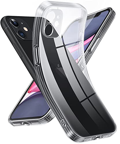 Supdeal Custodia Trasparente per iPhone 11, Mai Gialla con Protezione Fotocamera, Cover Case in Silicone Trasparente Ultra Sottile e Leggera, 6,1, Trasparente