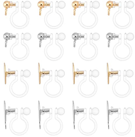 UNICRAFTALE 32 STK 4 Größen Durchsichtige Ohrclips Edelstahl Clip Ohrring Konverter DIY Ohrring Komponenten Mit Schlaufe Für Nicht Durchstochene Ohren DIY Ohrringe Machen 9~11x11~12x3~6mm