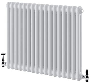 Go Bathrooms Utopia White Horizontal Radiator 600 x 785mm Traditional Cast Iron Style 2 Column White Central Heating Living Room Radiator