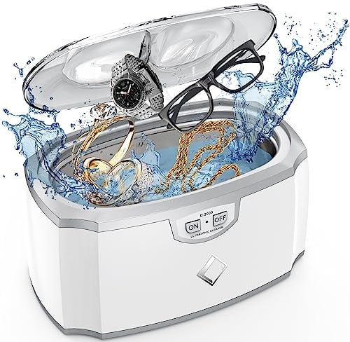 LifeBasis Ultrasonic Cleaner, Professional Jewellery Cleaner 45KHZ 420ML Ultrasonic Jewellery Cleaner Silver Cleaner with Stand for Jewellery,Glasses,Dentures,Coins,Guiness Surger Cans