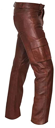 Herren Lederhose Lederjeans Bikerjeans Jeans Hose Slim fit Wasserdicht Winddicht Herren Thermohose Herren Motorrad Lederhose Lederjeans für Nachtclub Schwarz Hose