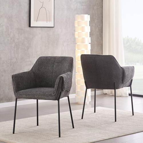 B&D home Esszimmerstuhl Jenny, Polsterstuhl Armlehnenstuhl Loungesessel für Küche, Esszimmer, Wohnzimmer, Büro, Industrial modernes Design, Grau, 11135-GRAU-1