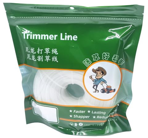 konkoke Fili per decespugliatori 2,7 mm-,Filo in Nylon per Tagliabordi Professionale (⌀2,7mm-80m-500g, Bianco/Quadrato)-Immergere 24 Ore in anticipo per aumentarne l'elasticità