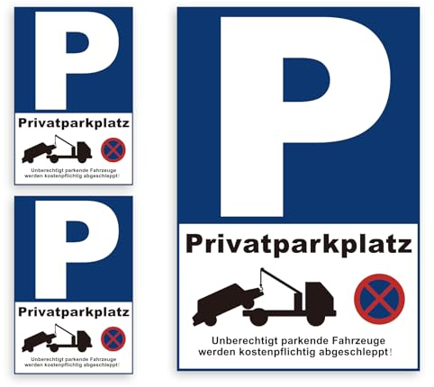 3 Stück Blau Parken Verboten Schild Privat Parkplatzschild Kennzeichen Parkplatzschild Privatparkplatz Schild Parken Verboten Privatgrundstück 30 * 20cm für Garage Parkplatz Firma