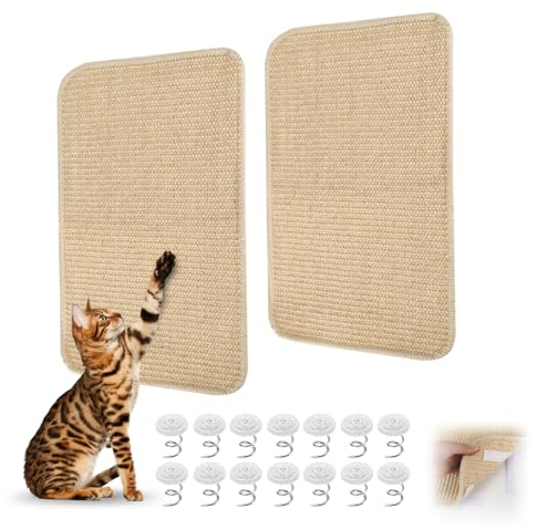 Rubessia 2 Stück Kratzmatte Katze, Katzenkratzbretter Sisal, Kratzbretter Katzen Widerstandsfähig, Kratzpads für Katzen, Katze Kratzschutz, Katzenkratzmatte, für Sofa Möbel Tür Kratzschutz Tapis