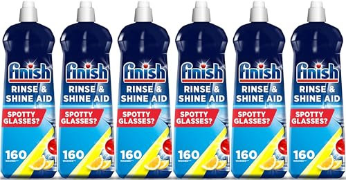 Finish | Finish Dishwasher Rinse & Shine Aid | Lemon | 800ml | For Drier Glasses and Spot Prevention (Pack of 6)