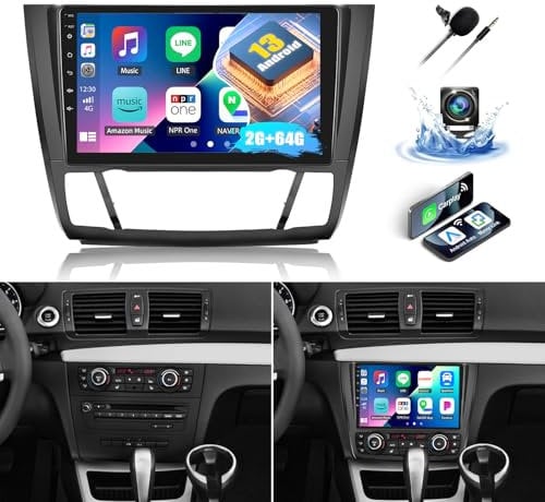 SIXWIN 2+64G Android 13 Autoradio für BMW 1 Series E81 E82 E87 E88 2008-2012 Radio, 9 Zoll Kapazitiver Touchscreen mit WiFi GPS Bluetooth FM/RDS USB Mirrorlink+Canbus+Rückfahrkamera