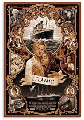 HAMAQAA Titanic Art Poster, Leinwand, Wandkunst, Schlafzimmer-Dekor, 30 x 45 cm