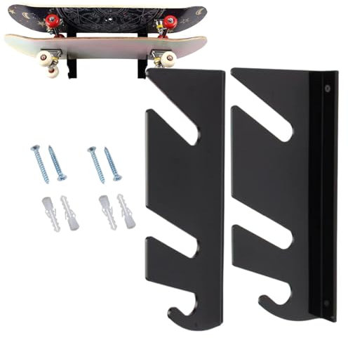 Percha para monopatín,1 par de estantes de exhibición de montaje en pared de acrílico para monopatín con gancho para colgar - Estante de suspensión para monopatín, soporte de montaje en pared, estante