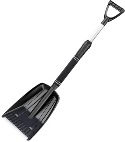 JOCHEN Pala de Nieve, Ligera, portátil, Ajustable, de Gran Capacidad, Pala de Nieve para Jugar Entre Padres e Hijos, Pala para jardín, Coche, Camping con raspador de Hielo Adicional