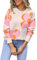 HEYPORK Damen Herbst Winter Warm Bequem Pullover Casual Strickpullover Frauen Rundhals Bedruckt Mode Große Blume Pullover(Weiß, XL)