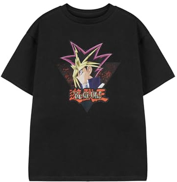 Vanilla Underground Yu-Gi-Oh! Yugi MUTO Boys Black Graphic Tee | Short Sleeve Anime T-Shirt | Japanese Logo Crew Neck Casual Top | Trading Card Game Fan Merchandise