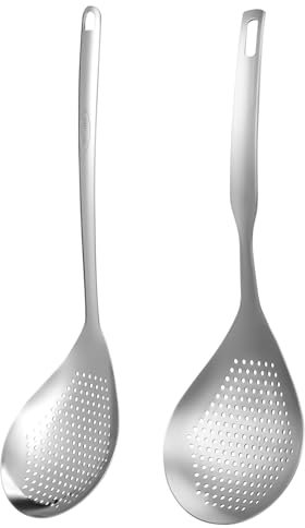 Alipis Edelstahl Skimmer öffel 304 Edelstahl Sieblöffel Küchen Kochlöffel Für Das Abseihen Von Und Flüssigkeiten Ideal Für Frittieren Und Servieren