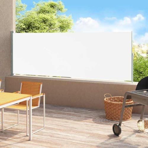 KATERYY Seitenmarkise Ausziehbar 180x500 cm Creme Garten Balkon