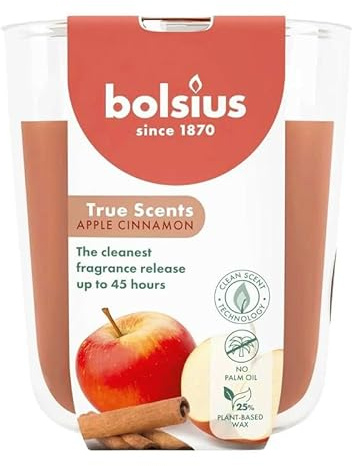 Duftkerze im Glas, Apple Cinnamon, True Scents, BOLSIUS, 97/85 mm, Brenndauer ca. 45h