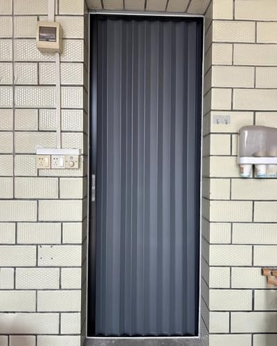 ZIMGOD Puerta Plegable Puerta Retráctil de Metal Tipo Acordeón Exterior Interior, Puerta Corredera Plegable con Cerradura y Llave, Puerta Plegable para Pasillo y Sótano(23x39in (58.5x100cm))