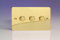 Varilight V-Pro Ultra Flat Polished Brass 3 Gang LED Trailing Edge Dimmer Switch 1 or 2 Way