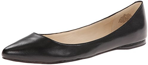 Nine West Women's Speakup Leather Ballet Flat, Black, 7 M US