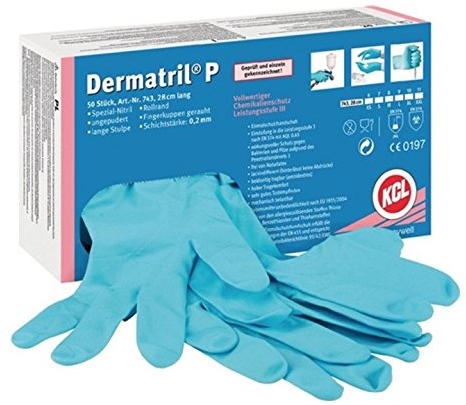 Nitrilhandschuhe Dermatril P 743 Gr.9 L.280mm blau KCL Kat.III EN374
