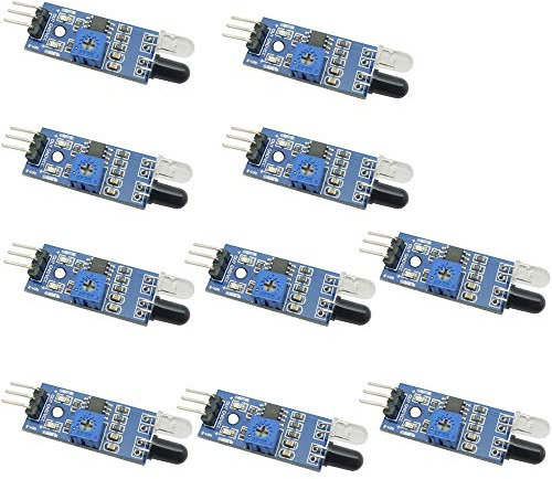 Aihasd 10 Pezzi Modulo barriera a infrarossi LM393 Ostacolo Evitamento Sensore di rilevamento Riconoscimento della linea in bianco e nero Distanza regolabile Interruttore fotoelettrico