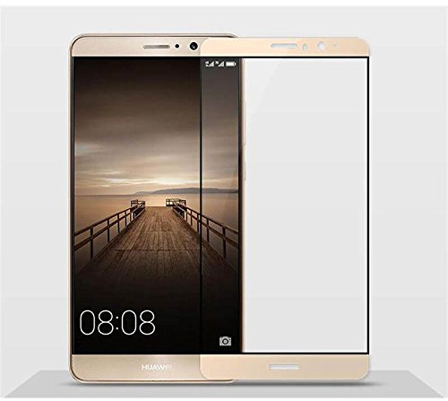 MUNDDY Protector de Pantalla Completa para Huawei Mate 9 de Dureza de 9H sin Burbujas (Dorado) .Full Cover Huawei Mate 9 Cristal Vidrio Templado Premium de Cobertura Completa con Bordes Redondeados.