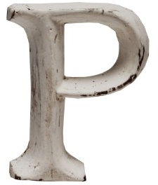 kadoh Holzbuchstabe P (8 cm) zum Aufstellen Handgemachte Buchstaben aus Holz im Vintage-Look als Deko (Creme-Weiß Vintage)