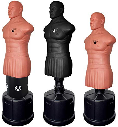 FOX-FIGHT Hank Mannequin de Boxe - Hauteur réglable 160-182cm Sac de Frappe Debout Boxing Dummy, Naturel (avec Kick Pad)
