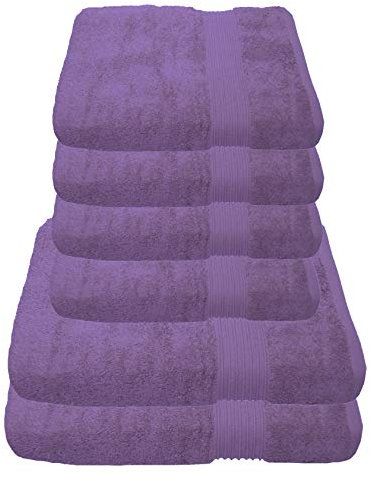 Julie Julsen 6 TLG Handtuchset 2 Badetücher 4 Handtüche Reine Baumwolle über 30 Farben Lavendel