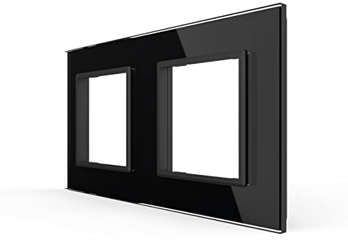 Nur Glasblende 2 Fach LIVOLO Rahmen Glasrahmen für Steckdose VL-C7-SR/SR-12-A Schwarz