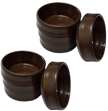 Brown Castor Cups 37mm Protect Wooden, Laminate, Tiled Floors and Carpets from Wheel Damage and Scratches caused by Chair, Bed, Sofa and Table Legs (8, Small)
