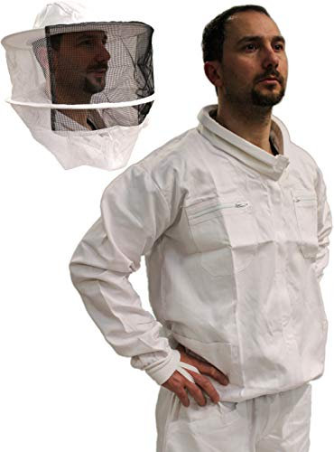 Qualitäts Imkerjacke mit Reißverschluss und Wulstkragen im Set mit passendem, runden Imkerschleier, Imkerhut, mit weitem Schleier. Größen 128 bis 4XL